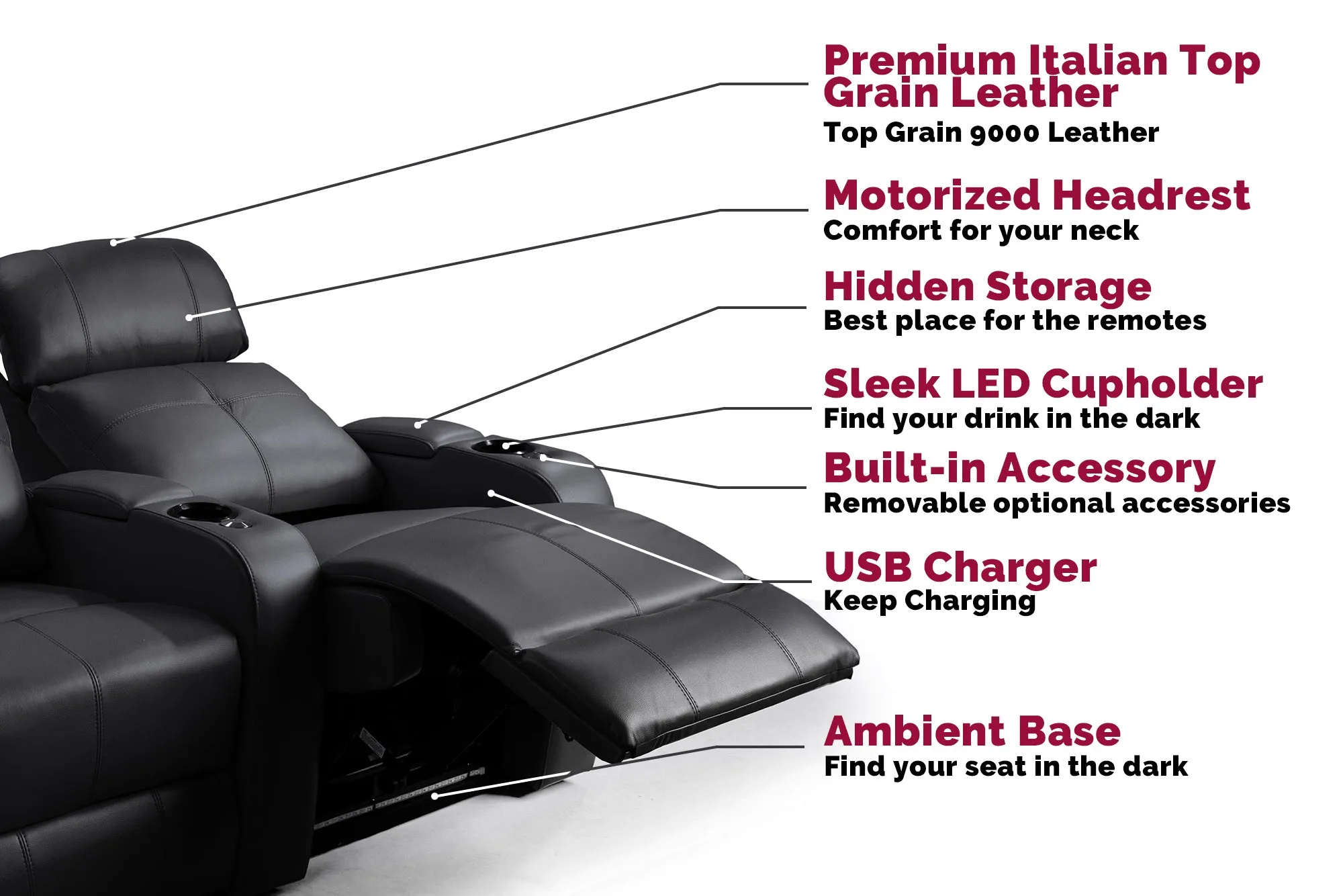 Valencia Verona Single Power Headrest Theater Seating