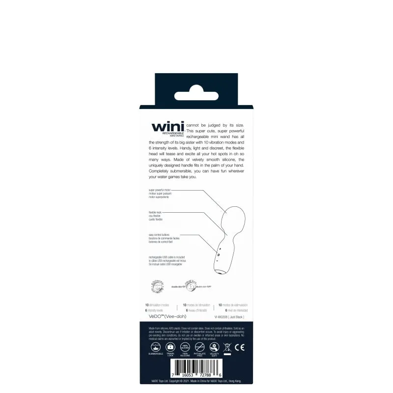 Wini Rechargeable Mini Wand - Black