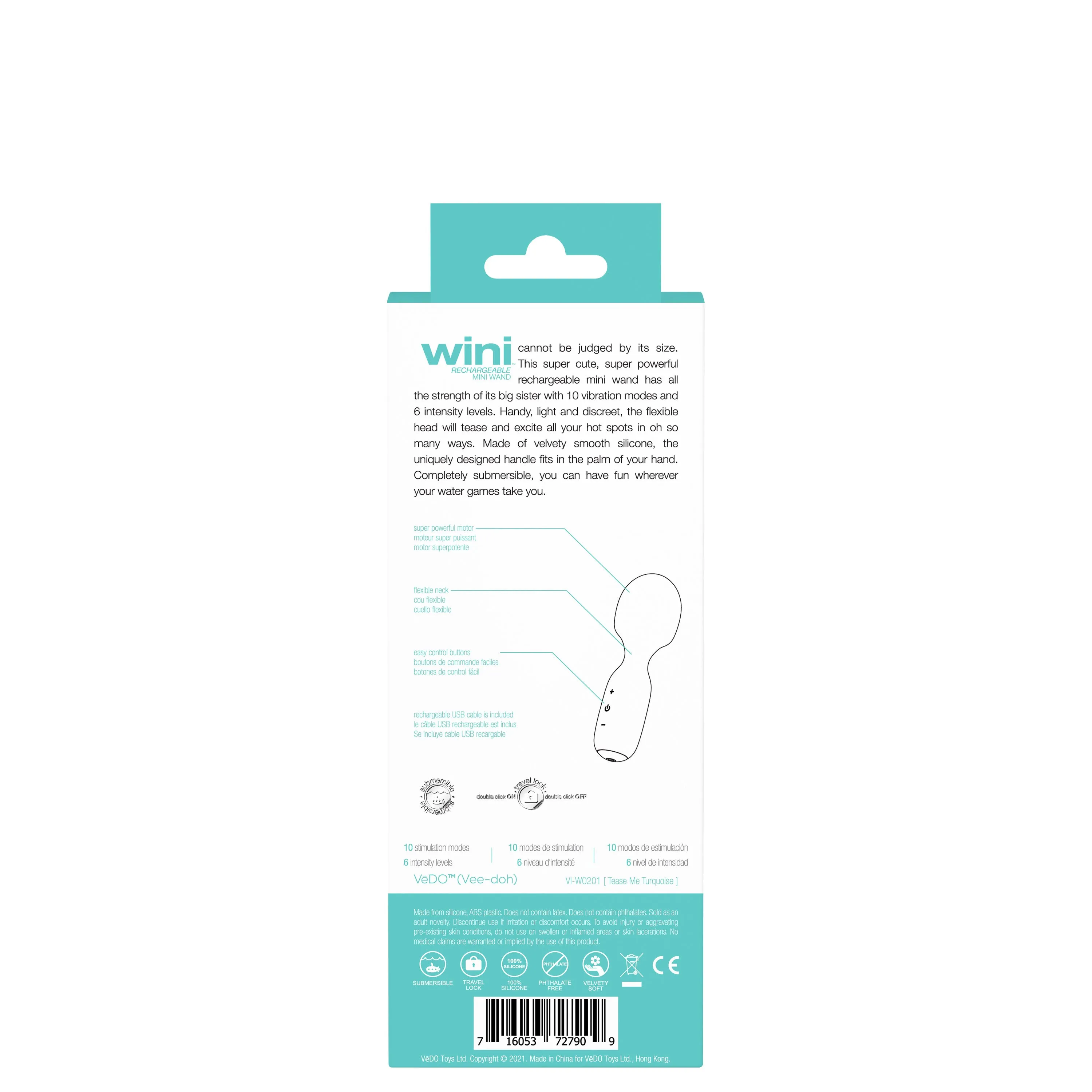 Wini Rechargeable Mini Wand - Turquoise